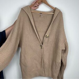 Free People oversized cable knit chunky sweater brown cardigan
